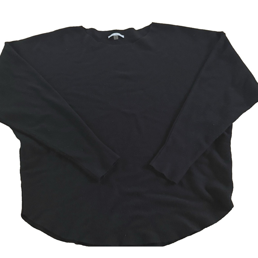 Vila Milano Black Long Sleeve Top Blouse Relaxed Fit Curved Hem L Base Capsule‎